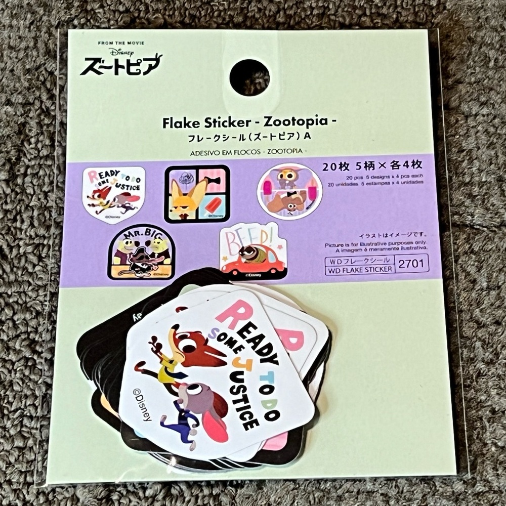 Zootopia Sticker Flakes Seals Pack Japan Exclusive Official Disney Kawaii Cute